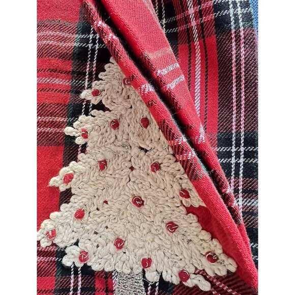 TARTAN PLAID CHRISTMAS Tree Dish Kitchen Towel Set of 2 Embroidered 20" x 28 - Picture 4 of 8